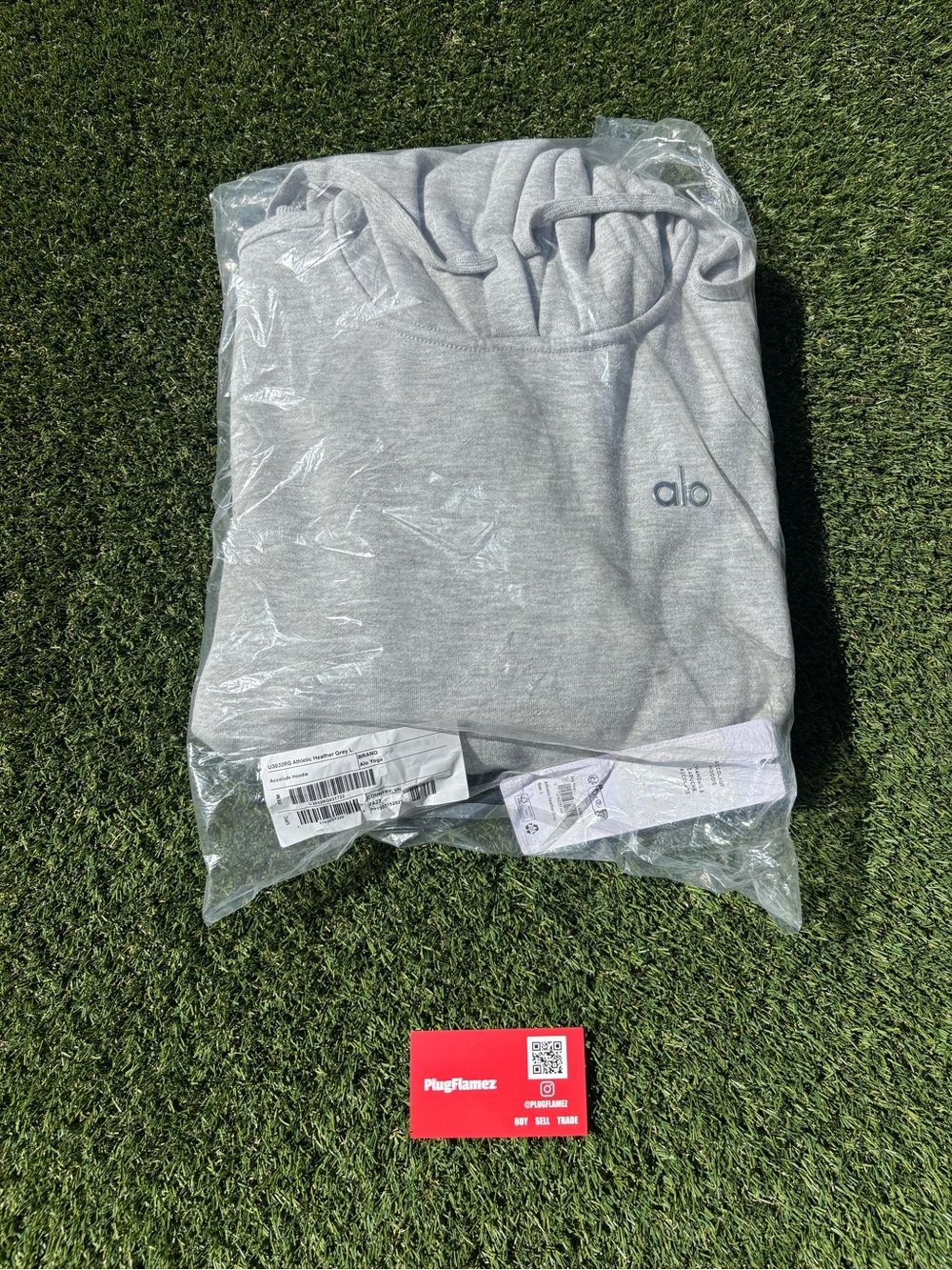 Alo Men's Light Gray Logo Hoodie - Picture 2 of 5